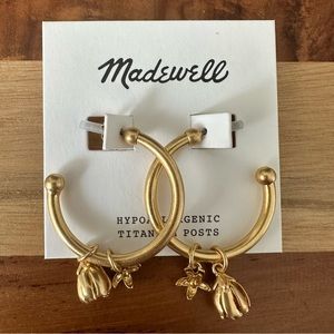Madewell Petalbud Hoop Earrings Vintage Gold